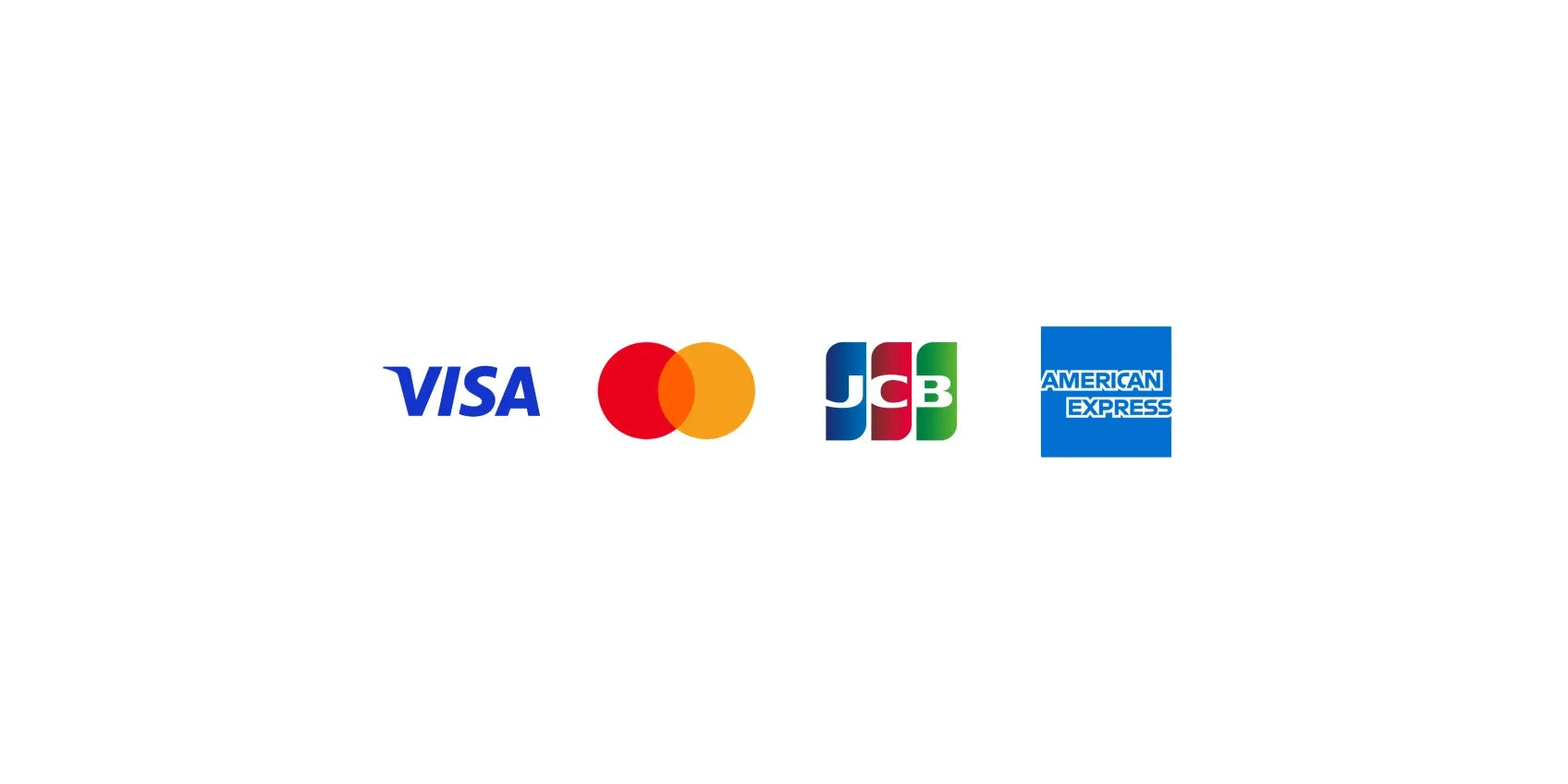 VISA、MasterCard、American Express、JCBのロゴ